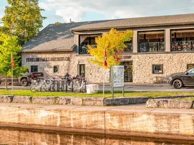 Exterior of Fenelon Brewing Co building on the water