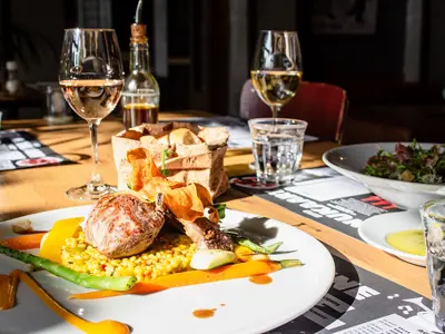 Food on a table in a restaurant